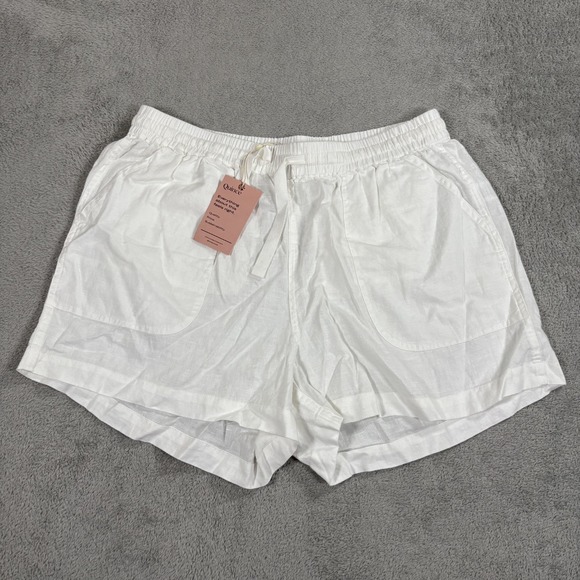 Quince Shorts Womens Large White Linen Pull On Drawstring Beach Casual New - Picture 1 of 10